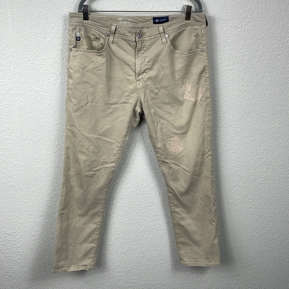 AG Adriano Goldschmied Everett Slim Straight Jeans Beige Sz 36x32 - Picture 1 of 11